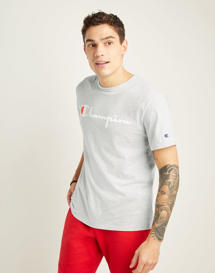 Champion T-Shirt Heren - Grijs - Lightweight Script Logo ( 037519-EFQ )